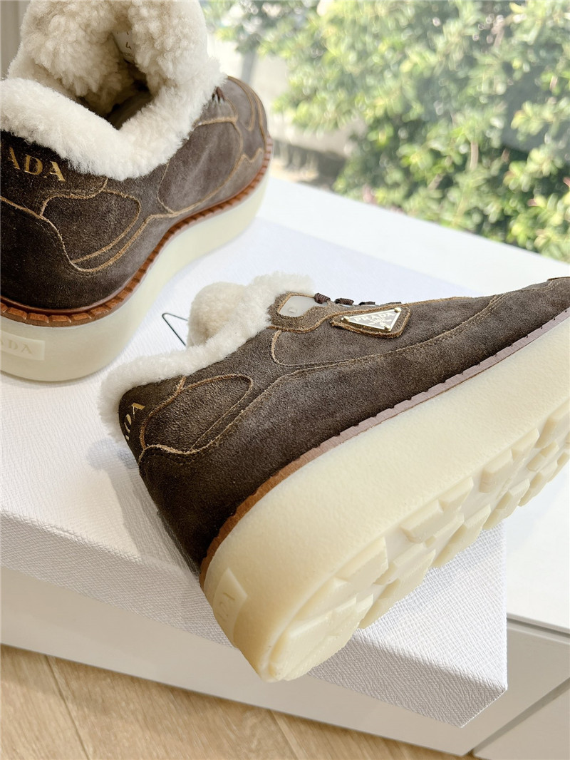 Pra*a brown lace-up winter platform sneakers