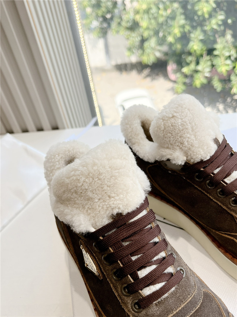 Pra*a brown lace-up winter platform sneakers