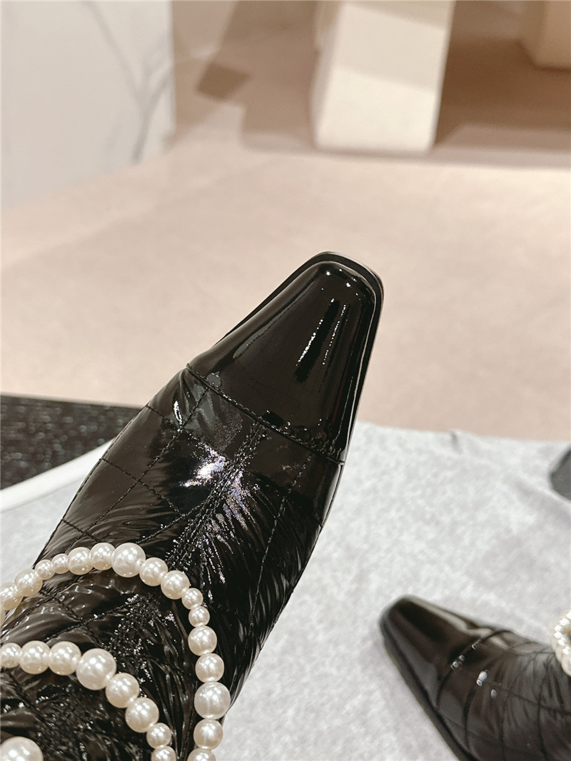 Ch**el leather pearl ankle boots