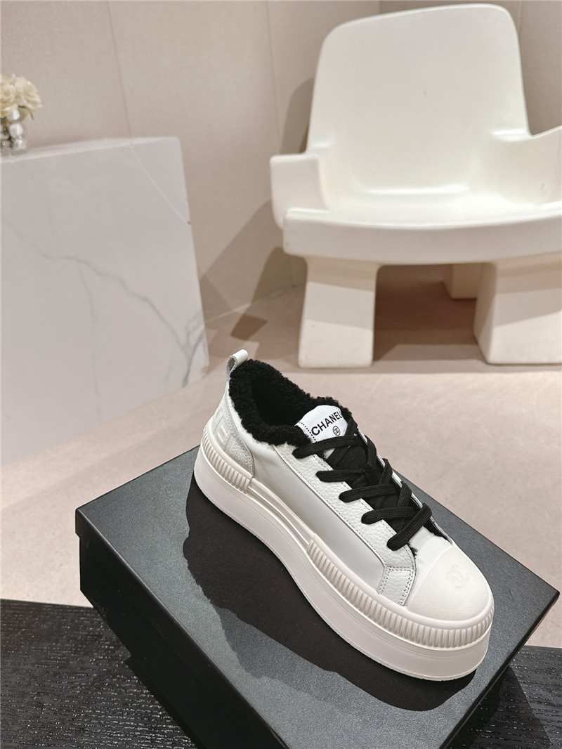 Ch**el white black winter platform sneakers