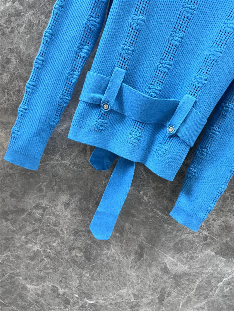 Ch**el rib knit trim sweater in blue