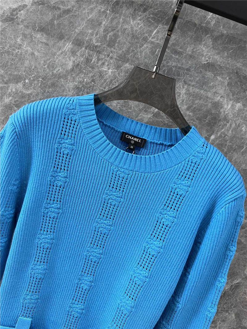Ch**el rib knit trim sweater in blue