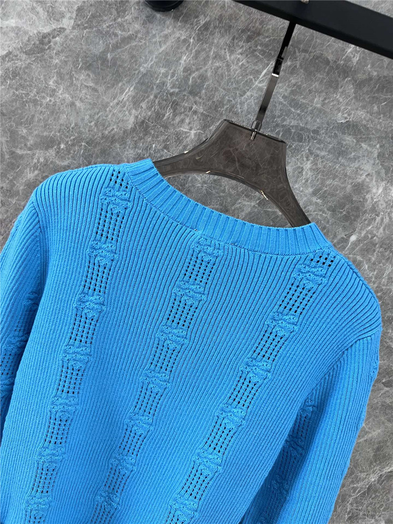 Ch**el rib knit trim sweater in blue
