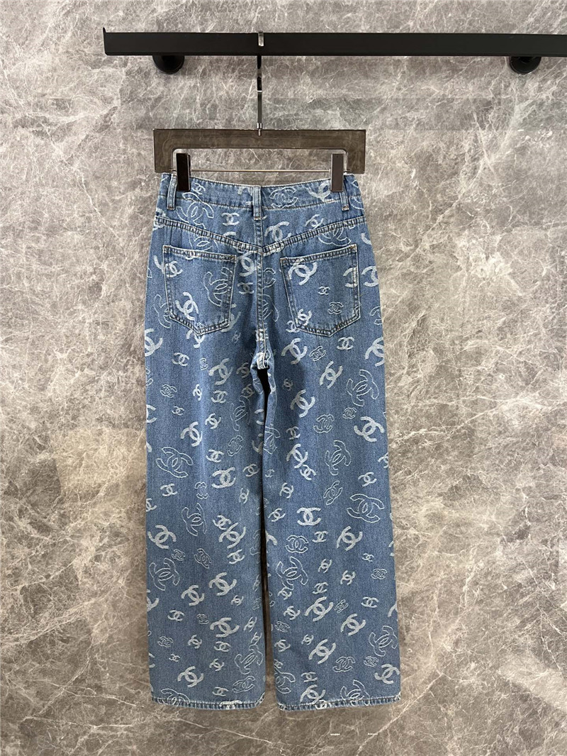 Ch**el jacquard printed denim trousers