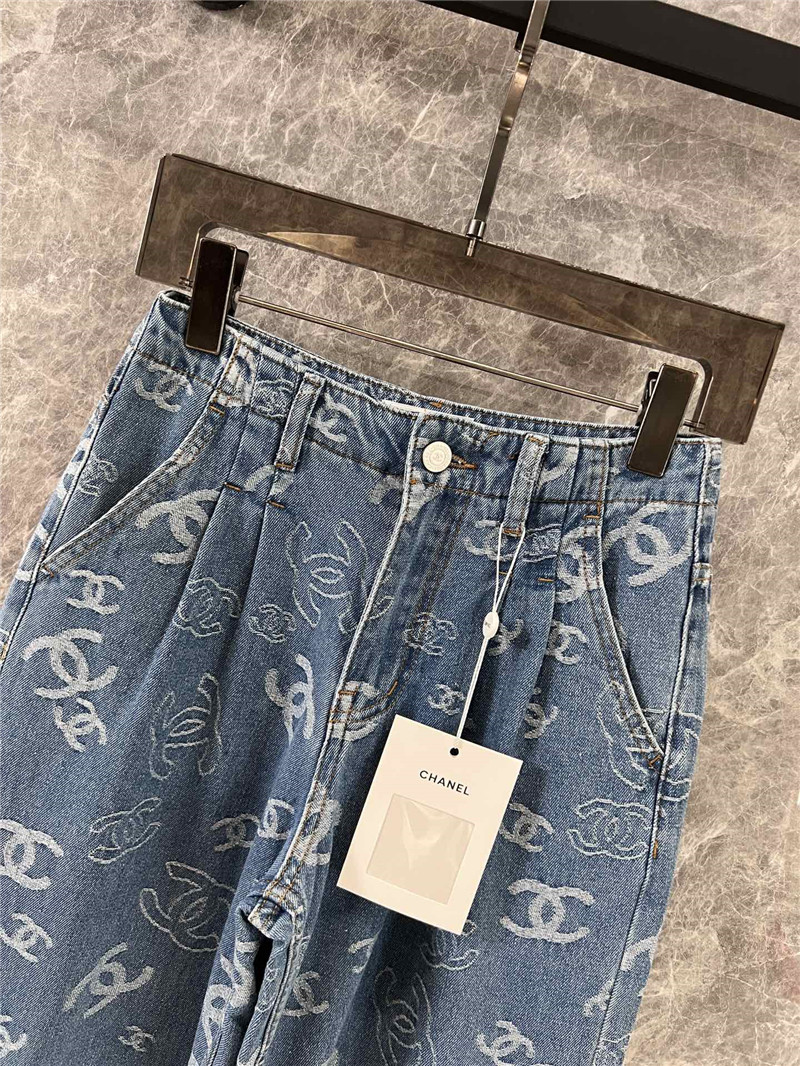 Ch**el jacquard printed denim trousers