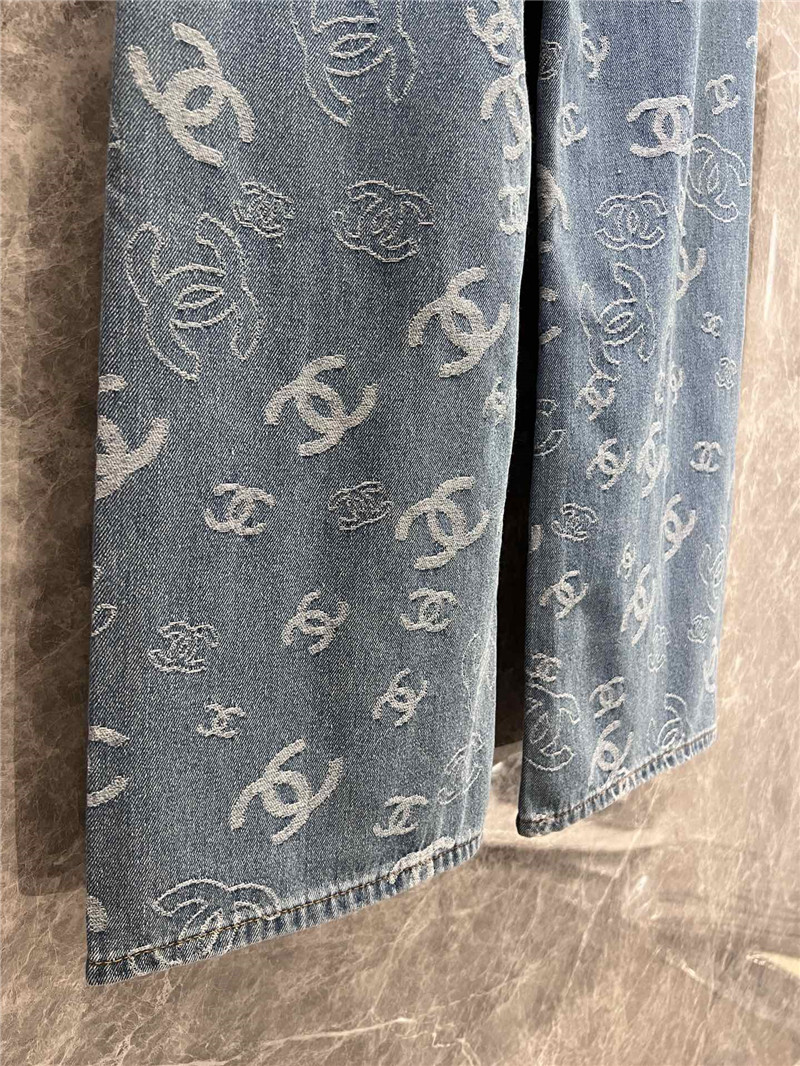 Ch**el jacquard printed denim trousers