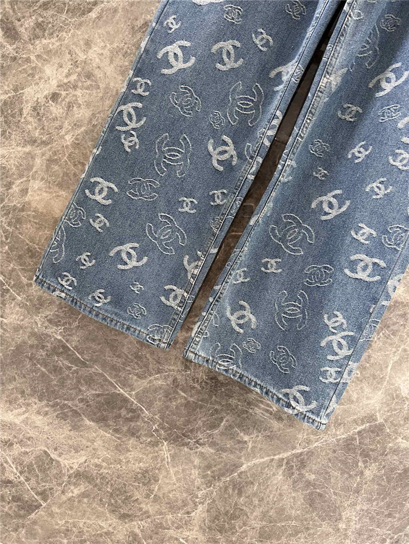 Ch**el jacquard printed denim trousers