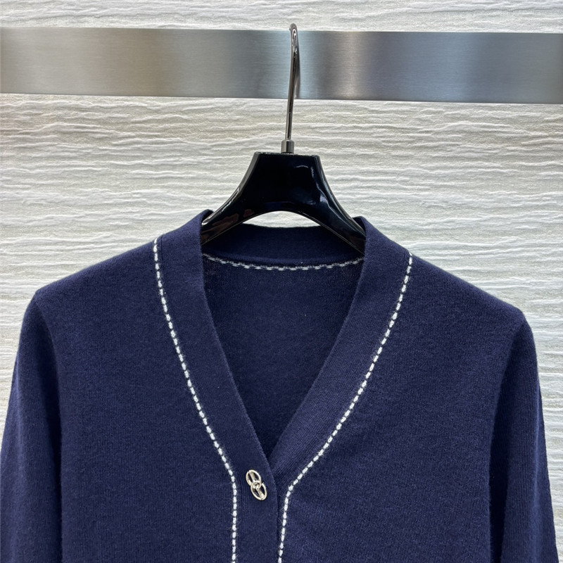 H**me5 v-neck trim knit cardigan navy