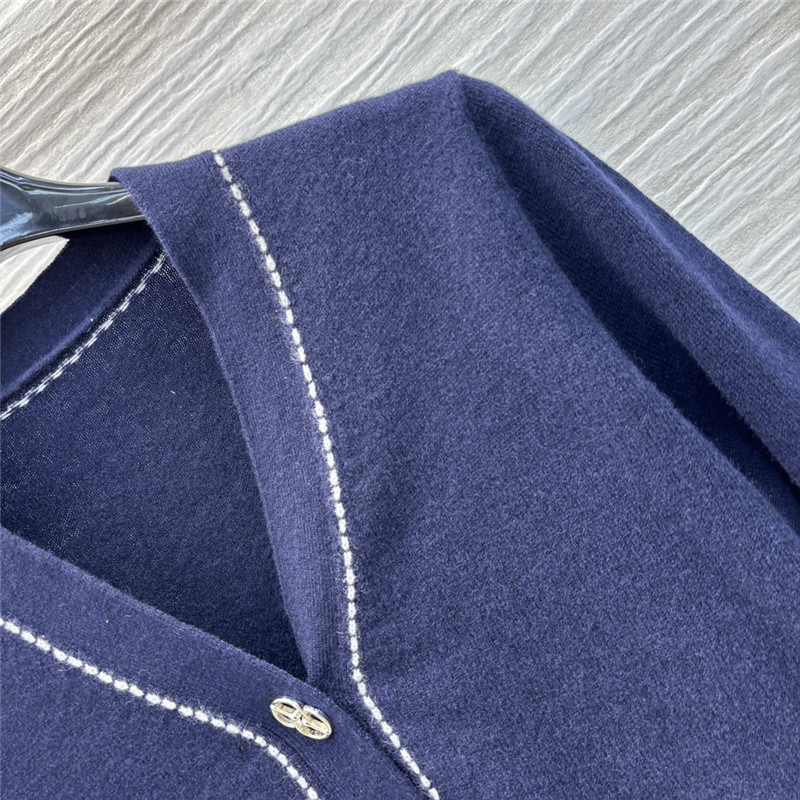 H**me5 v-neck trim knit cardigan navy