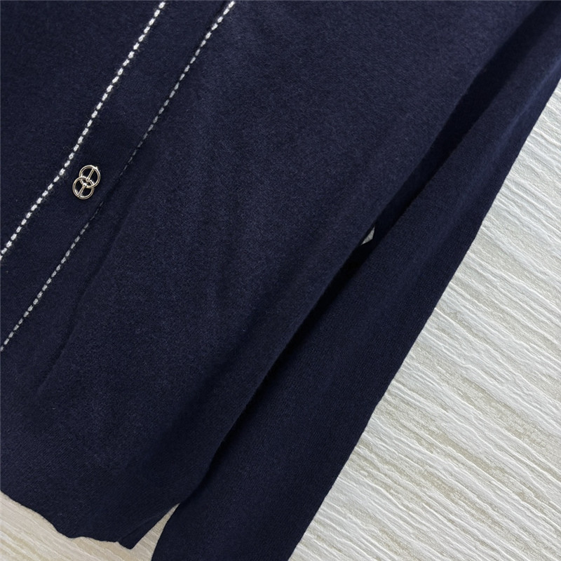 H**me5 v-neck trim knit cardigan navy