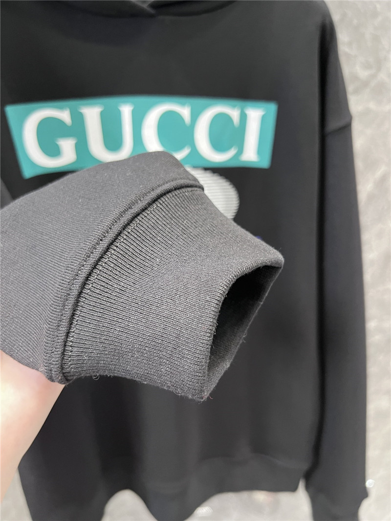 Gvc*1 logo printed cotton hoodie black