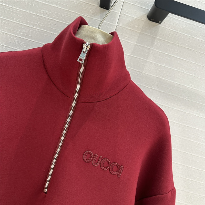 Gvc*1 embroidered stretch-jersey sweatshirt in red