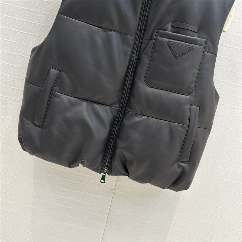 Pra*a genuine leather down vest jacket