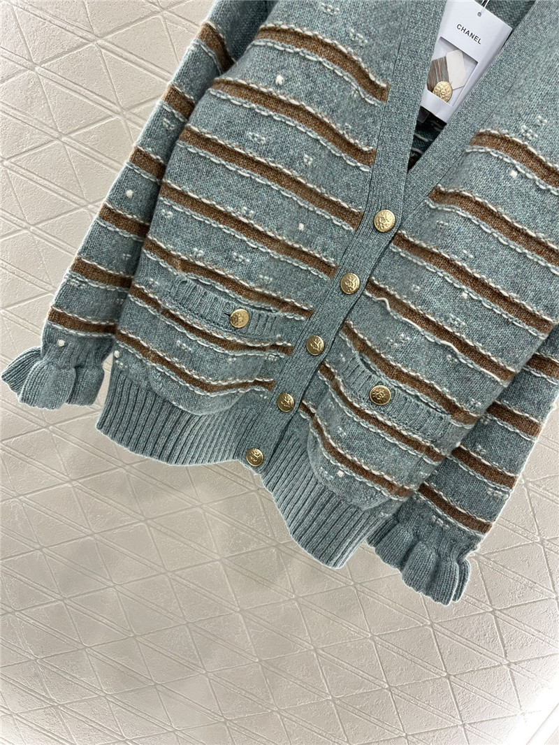 Ch**el stripe blend cashmere cardigan grey