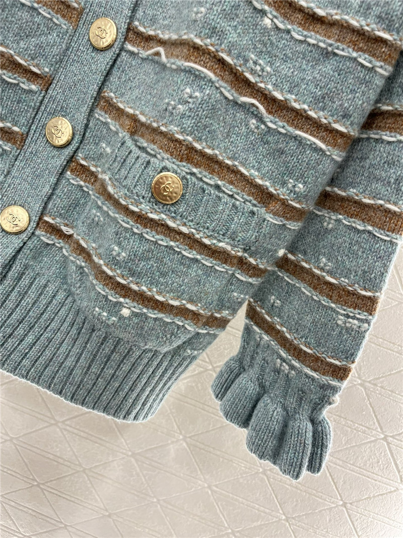 Ch**el stripe blend cashmere cardigan grey