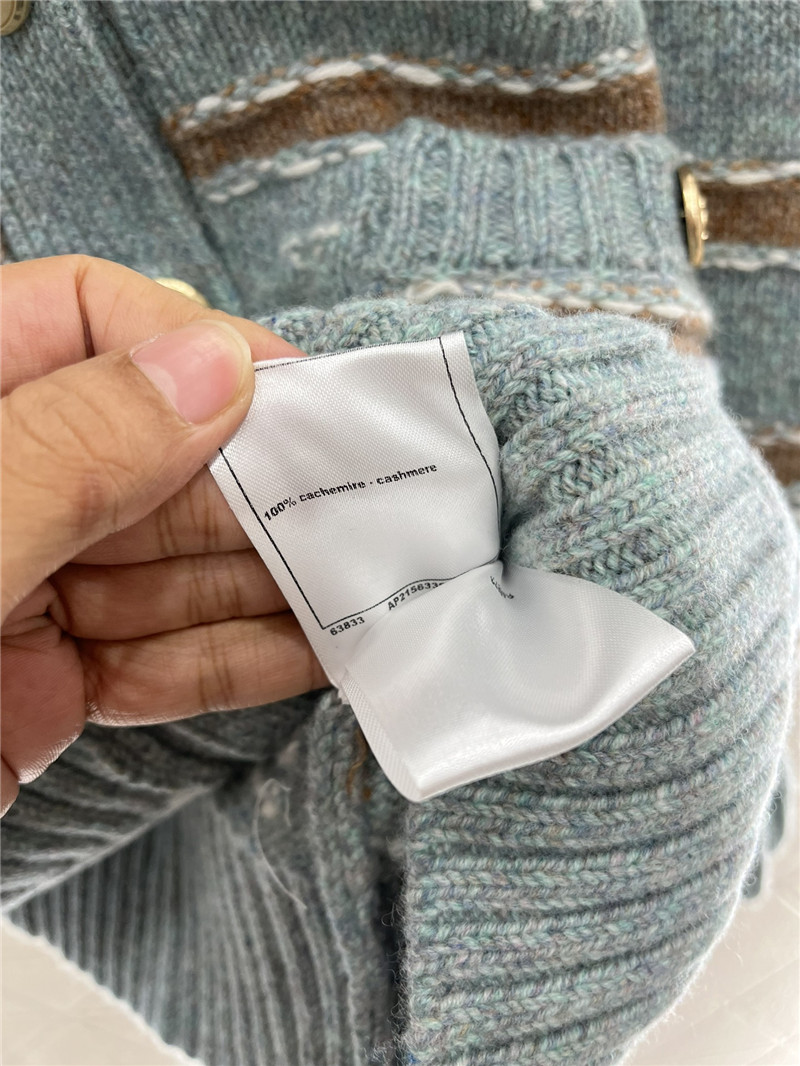 Ch**el stripe blend cashmere cardigan grey