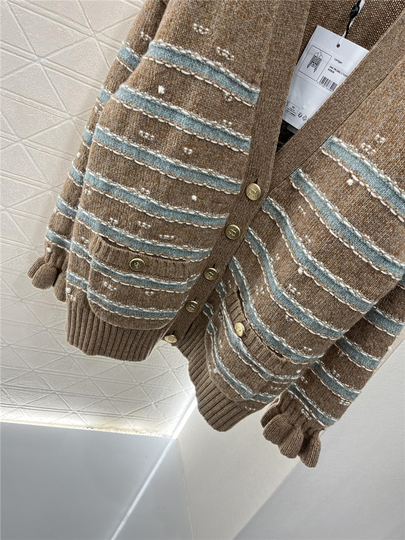 Ch**el stripe blend cashmere cardigan brown