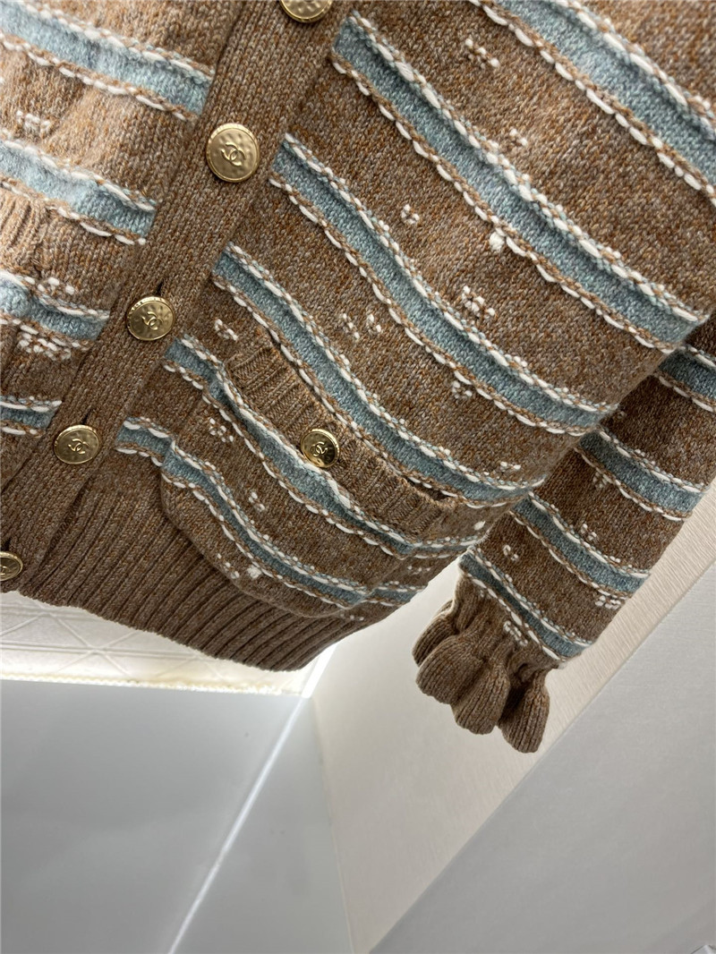 Ch**el stripe blend cashmere cardigan brown