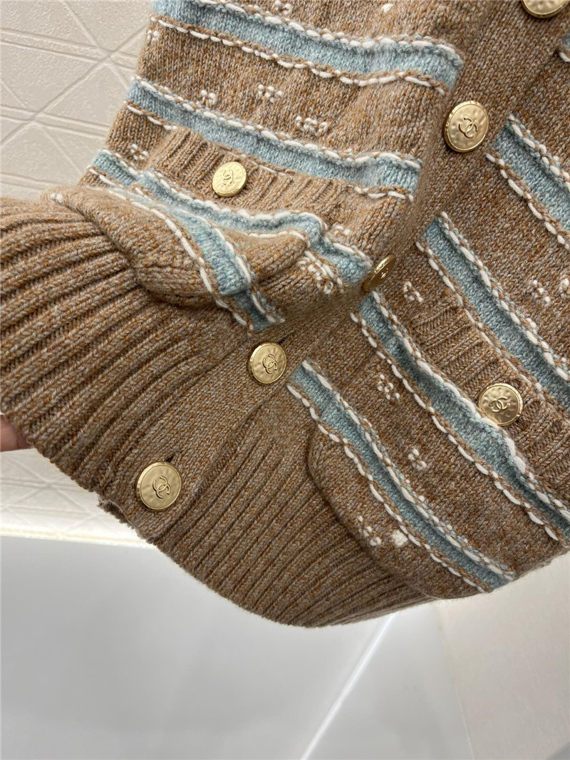Ch**el stripe blend cashmere cardigan brown