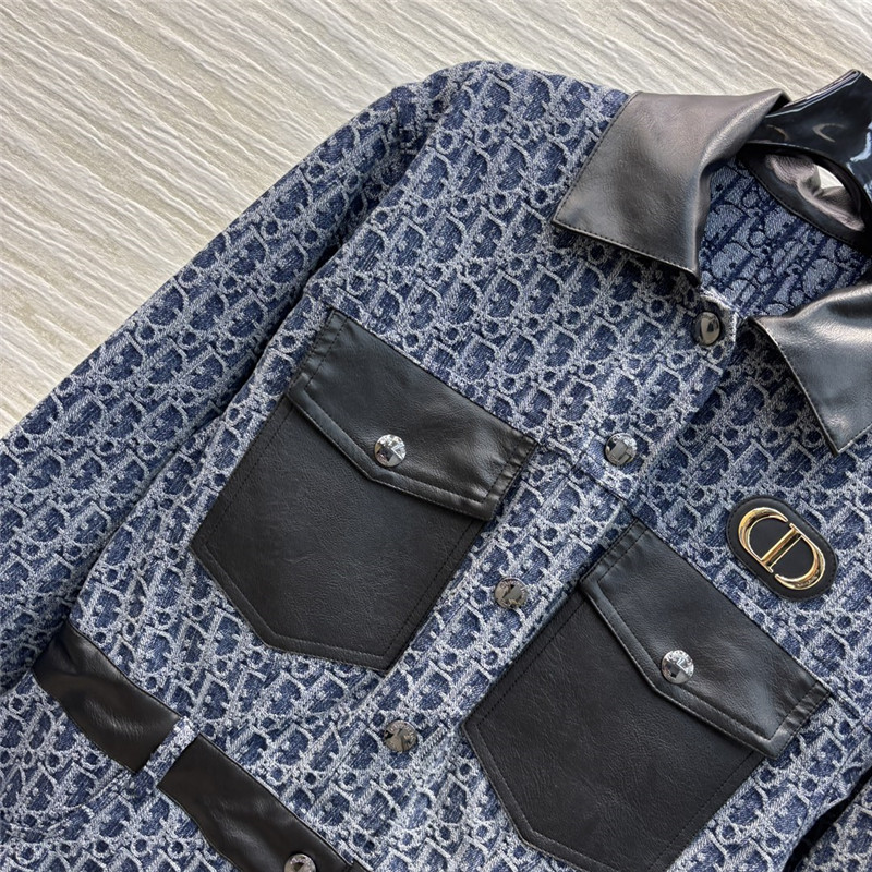 D10r navy blue patterned denim belted dress