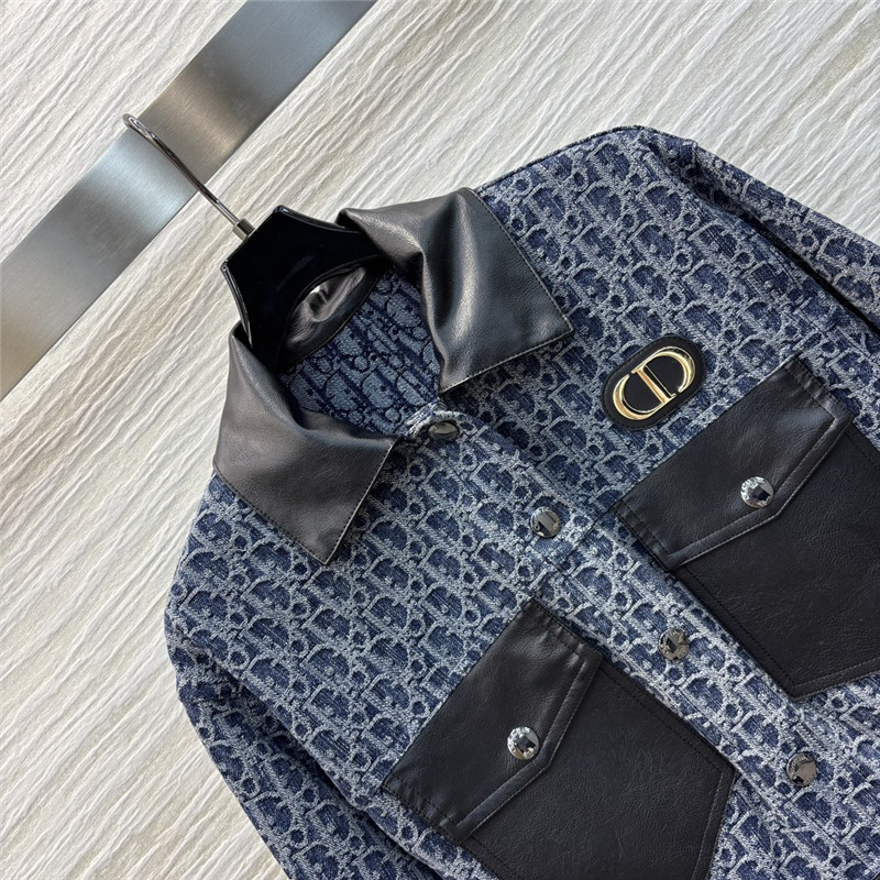 D10r navy blue patterned denim belted dress