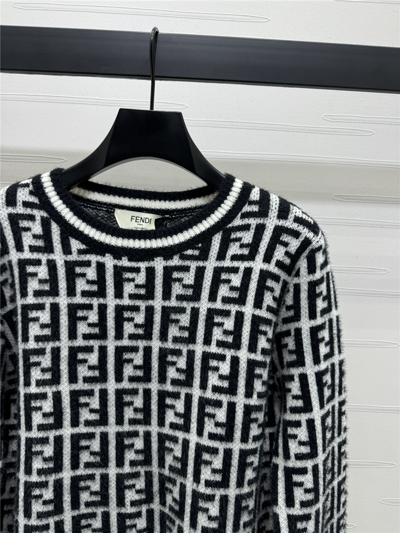 F**di ff motif knit sweater black/white
