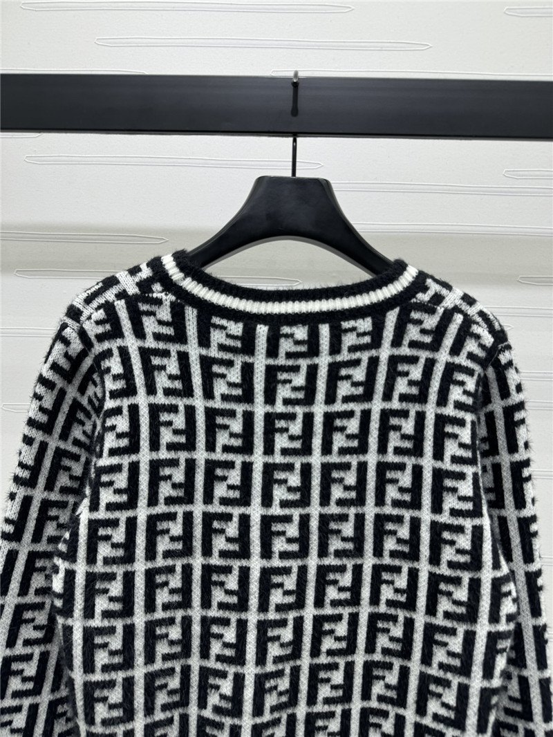 F**di ff motif knit sweater black/white