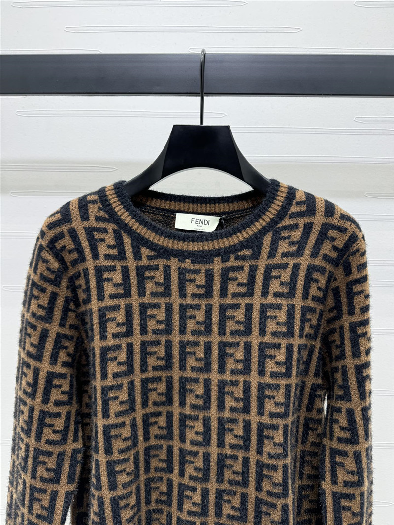 F**di ff motif knit sweater brown