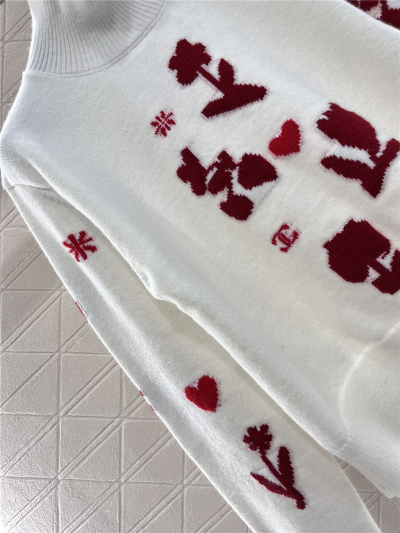 Ch**el floral turtleneck sweater white