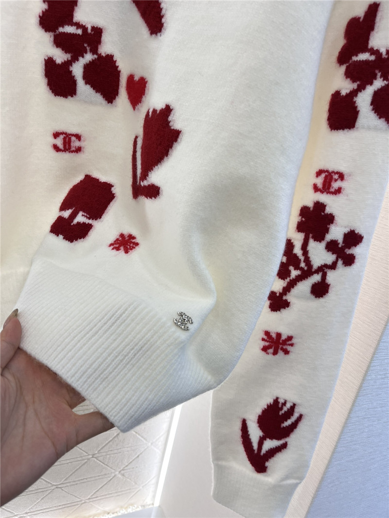 Ch**el floral turtleneck sweater white