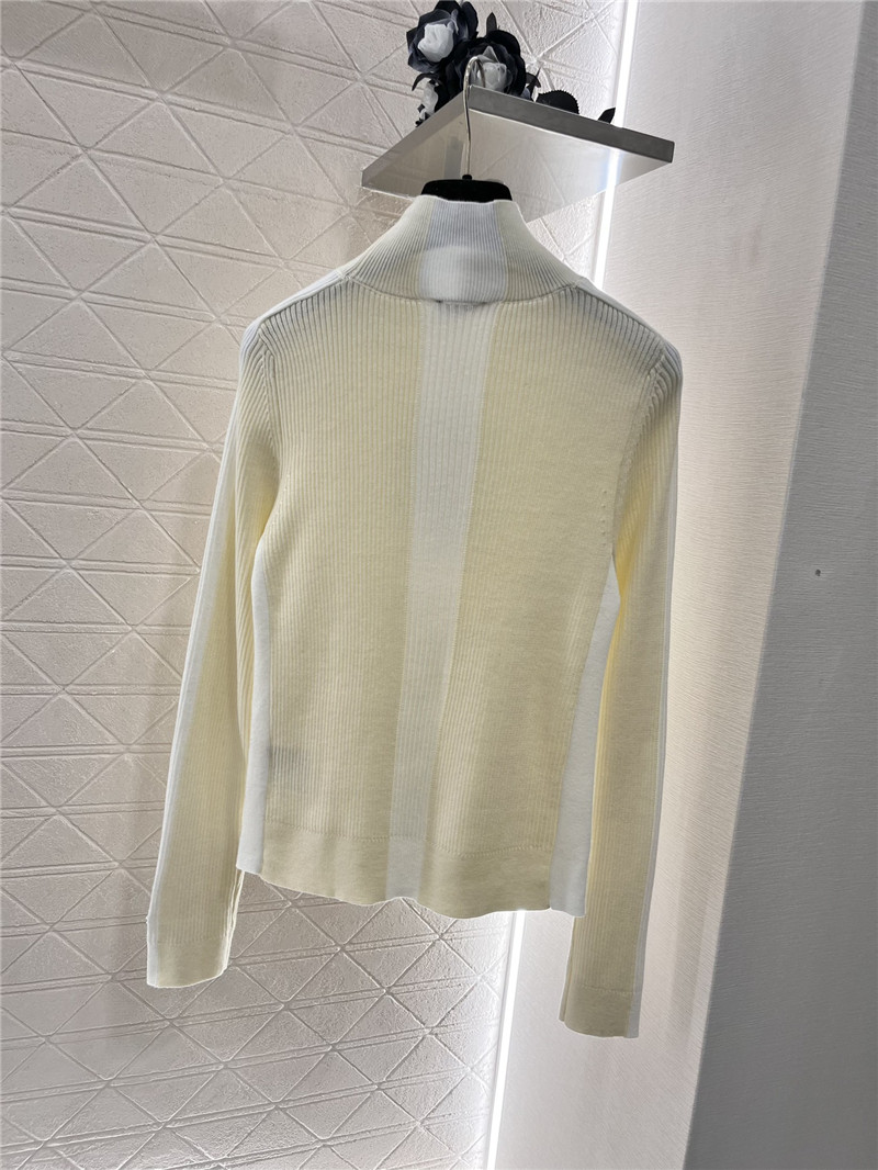 Ch**el logo ribbed-knit turtleneck top white