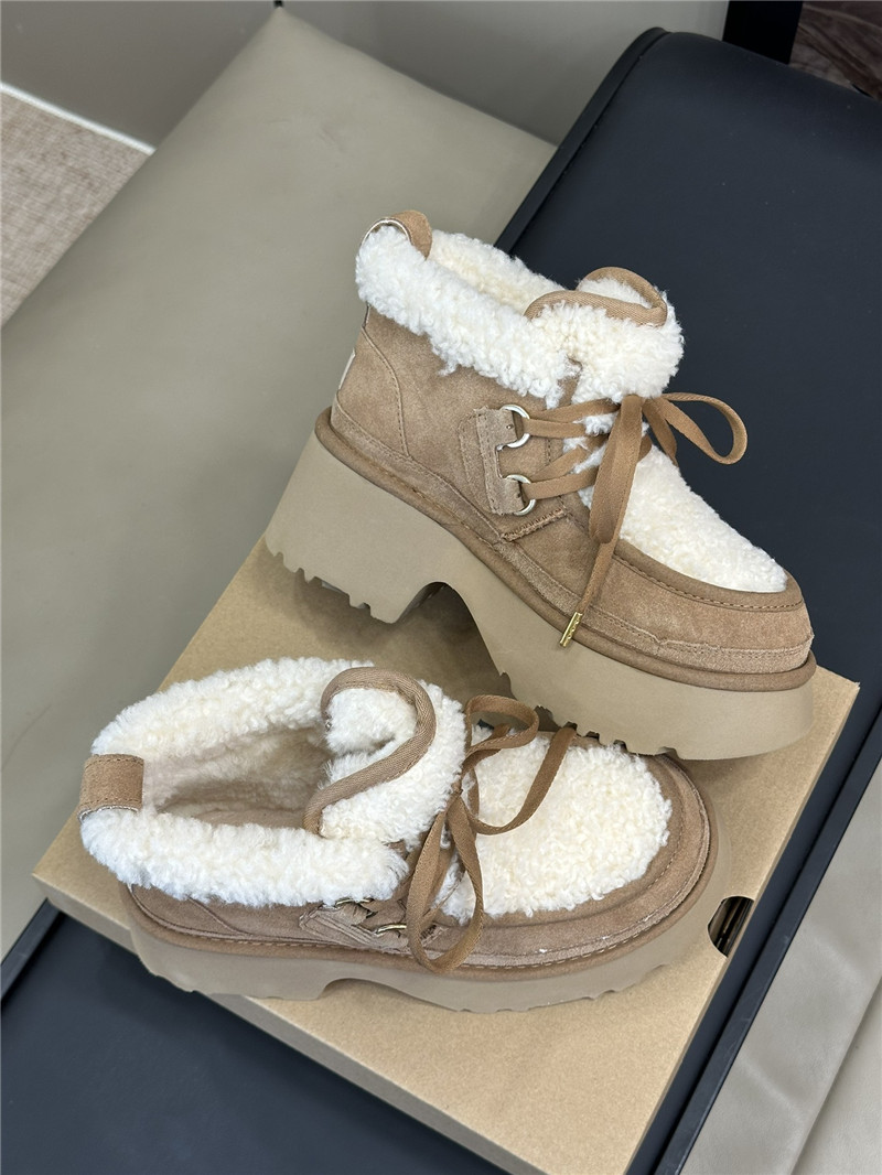 UGG Brown Heights Shearling Lace-up Boots