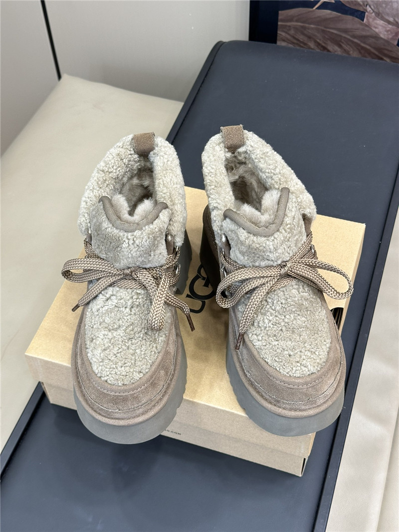 UGG Gray Heights Shearling Lace-up Boots