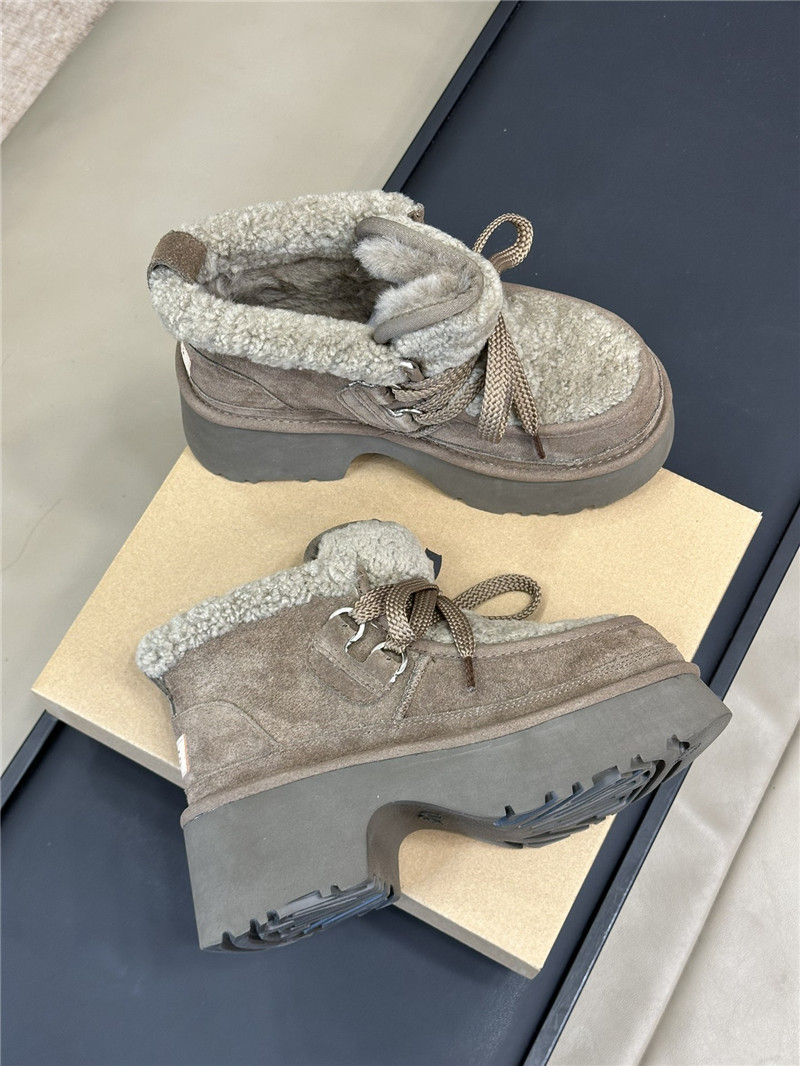 UGG Gray Heights Shearling Lace-up Boots