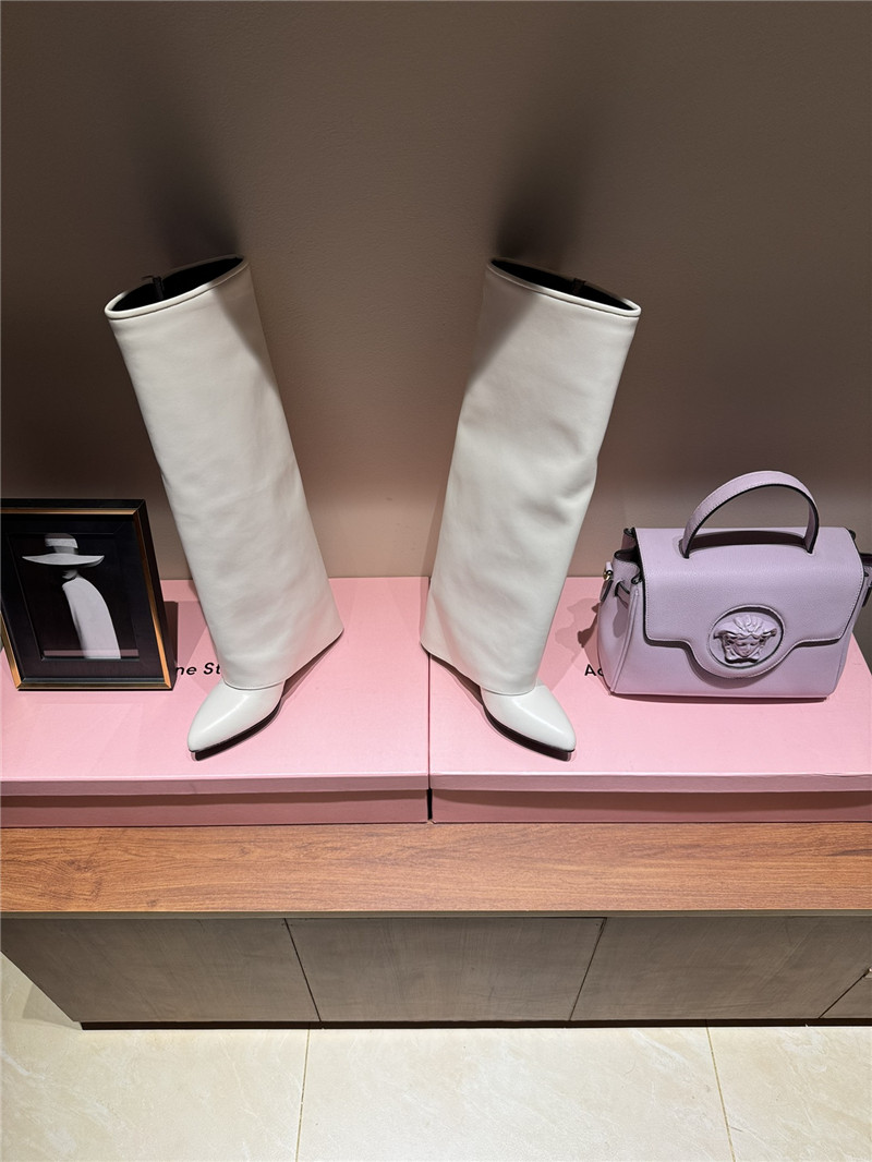 Givenchy White Shark Lock Buckle Knee-High Boots