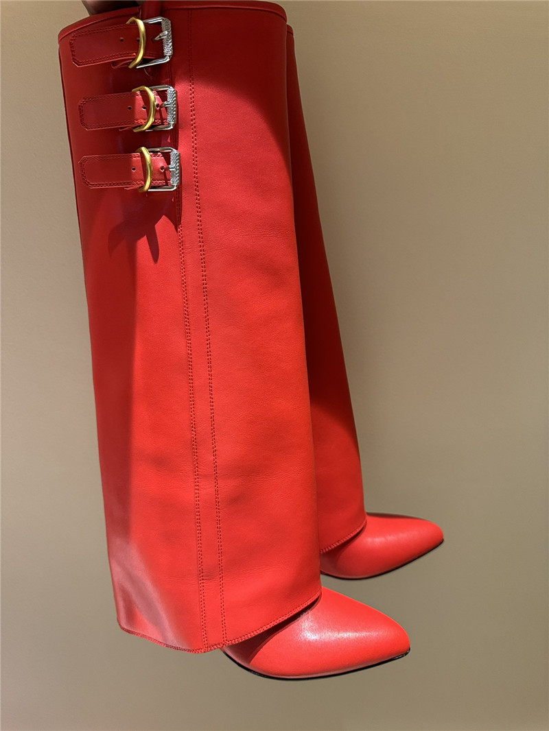 Givenchy Red Shark Lock Knee-High Boots