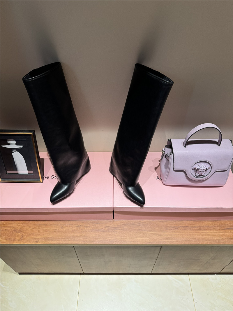 Givenchy Shark Lock Leather Knee-High Boots