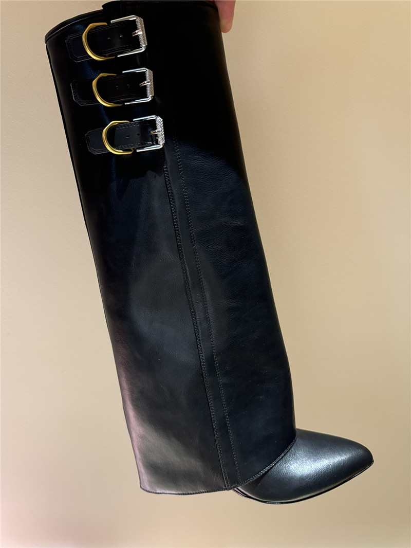 Givenchy Shark Lock Leather Knee-High Boots