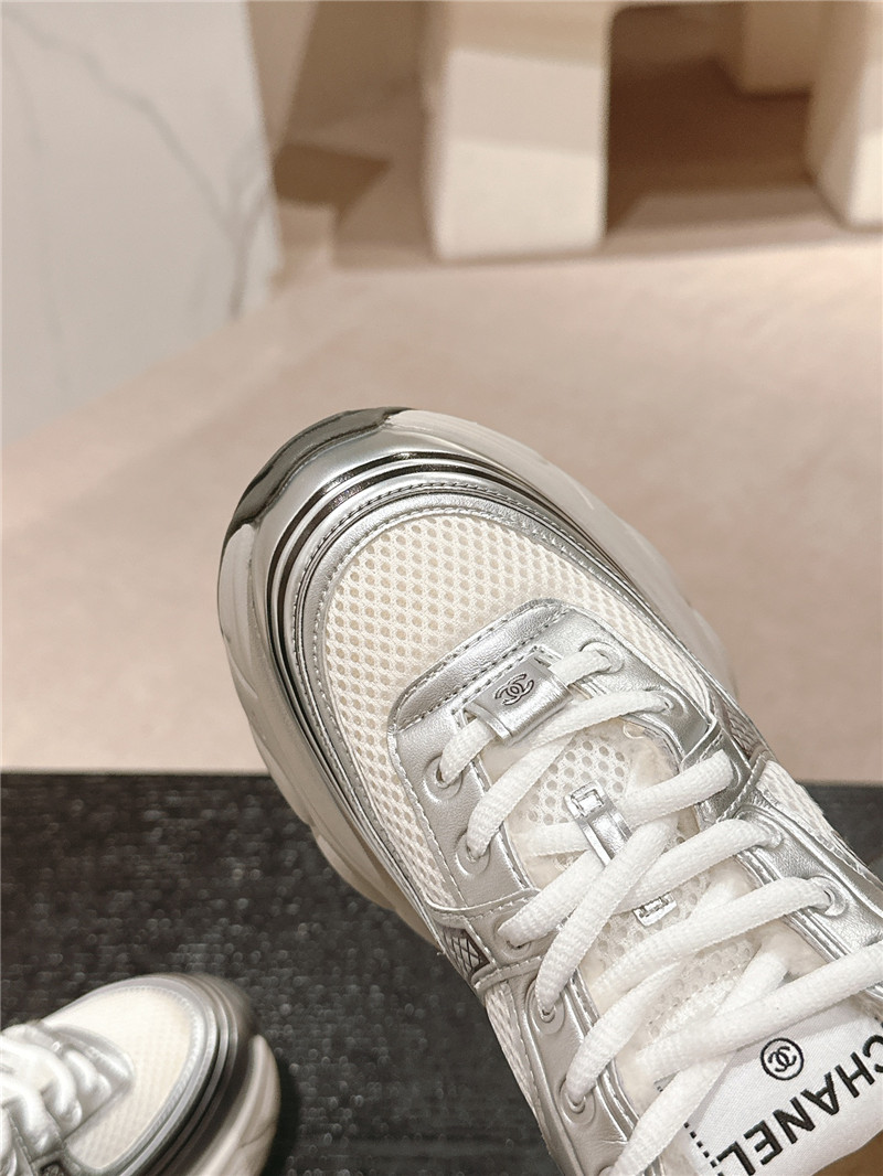 Ch**el silver logo winter platform sneakers