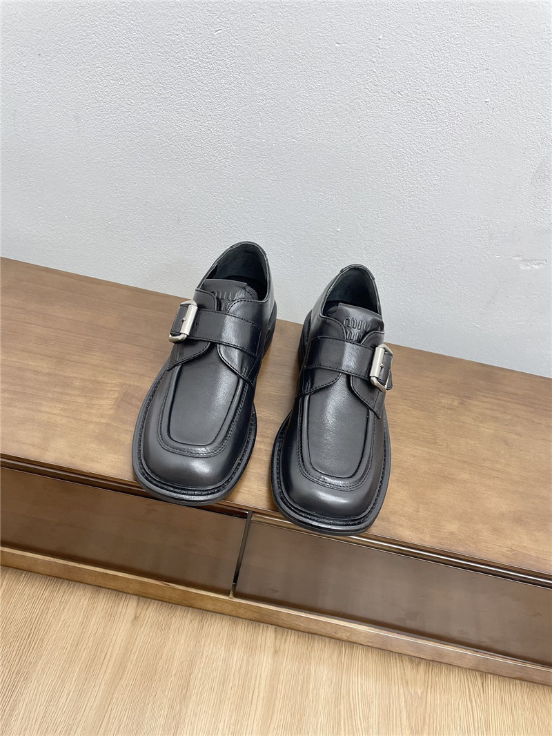 Miu Miu Black Leather Shoes with Buckle