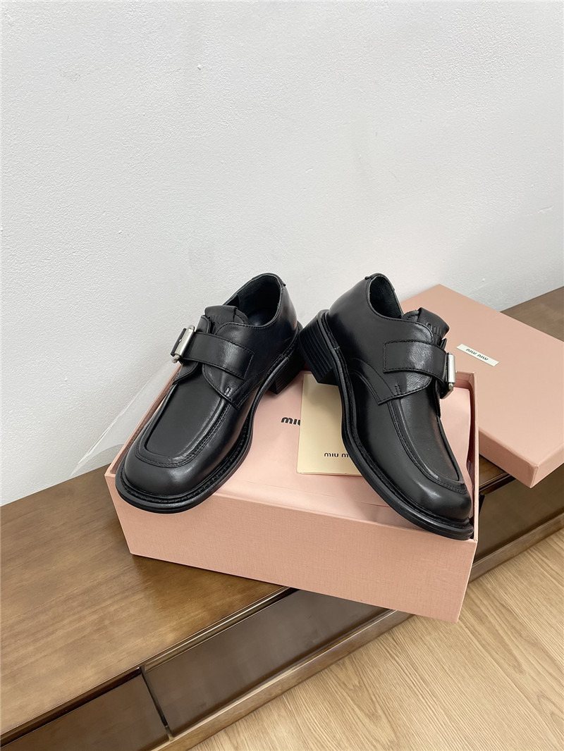 Miu Miu Black Leather Shoes with Buckle