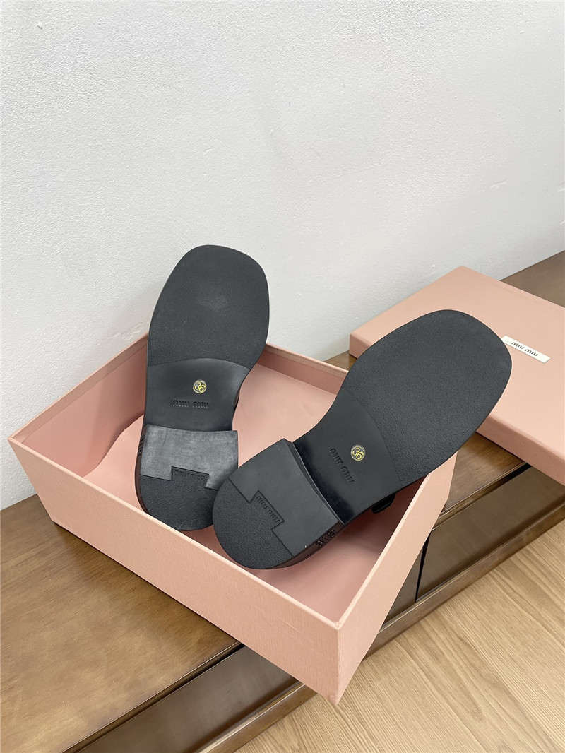 Miu Miu Black Leather Shoes with Buckle