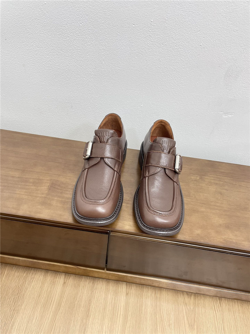 Miu Miu Brown Leather Shoes with Buckle