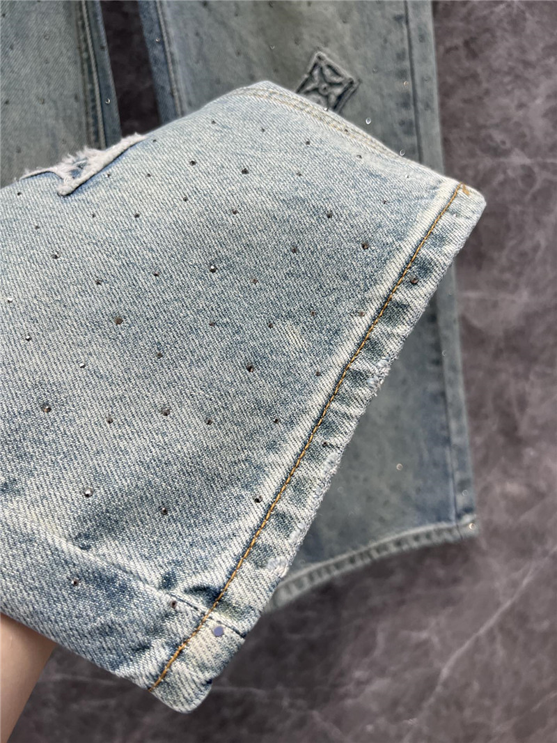 l0vis Vvtt0n lv rhinestone denim trousers