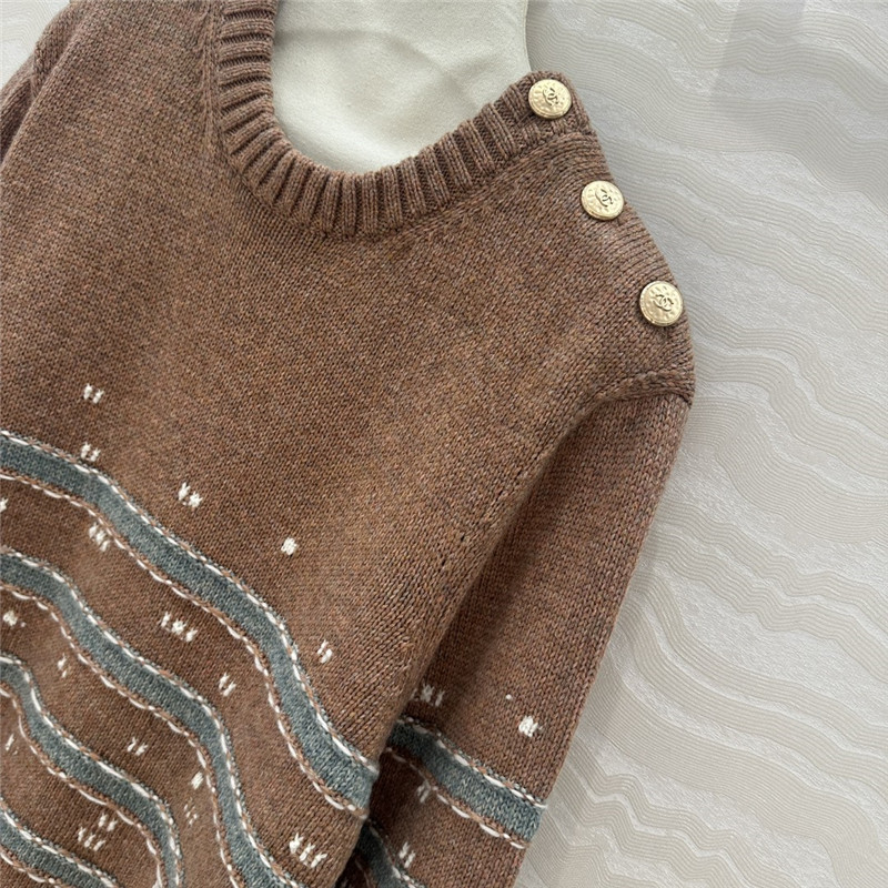 Ch**el stripe blend cashmere sweater brown