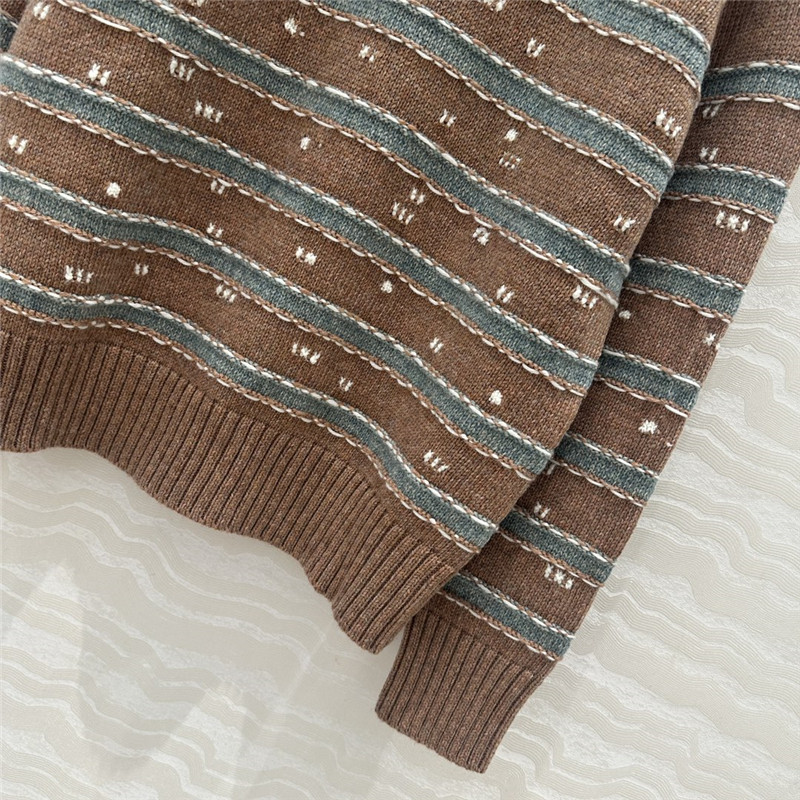 Ch**el stripe blend cashmere sweater brown