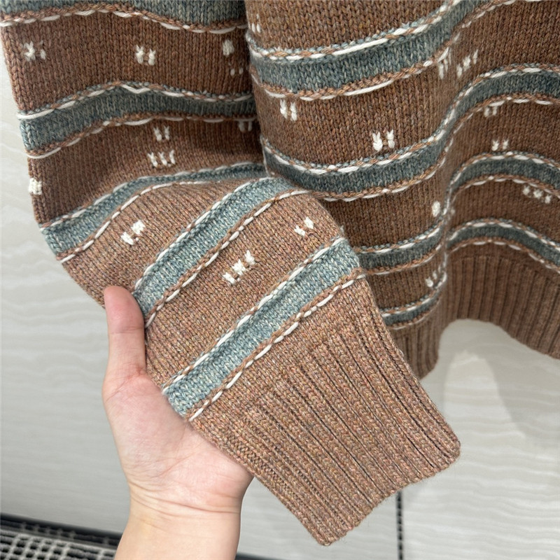 Ch**el stripe blend cashmere sweater brown