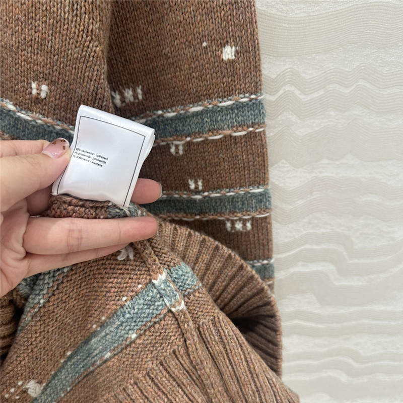 Ch**el stripe blend cashmere sweater brown