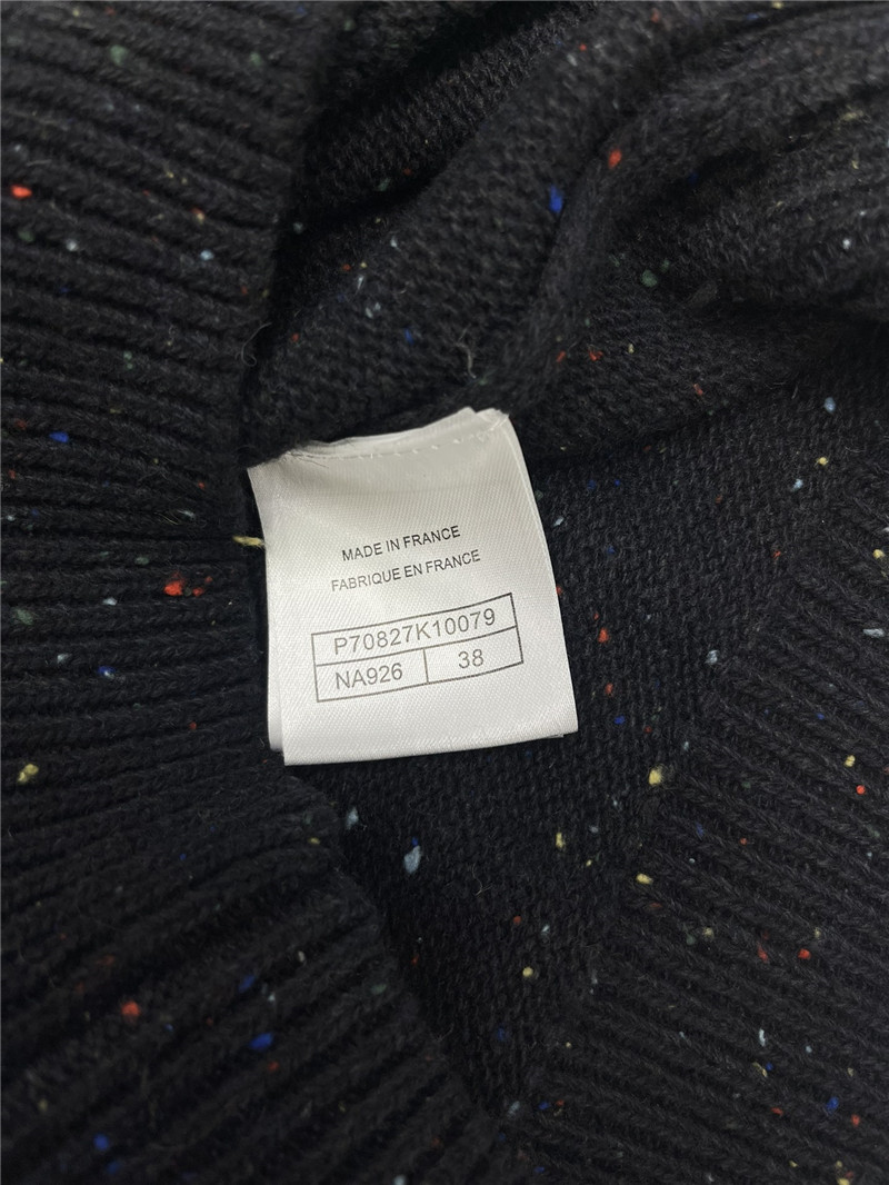 Ch**el white trim wool sweater black