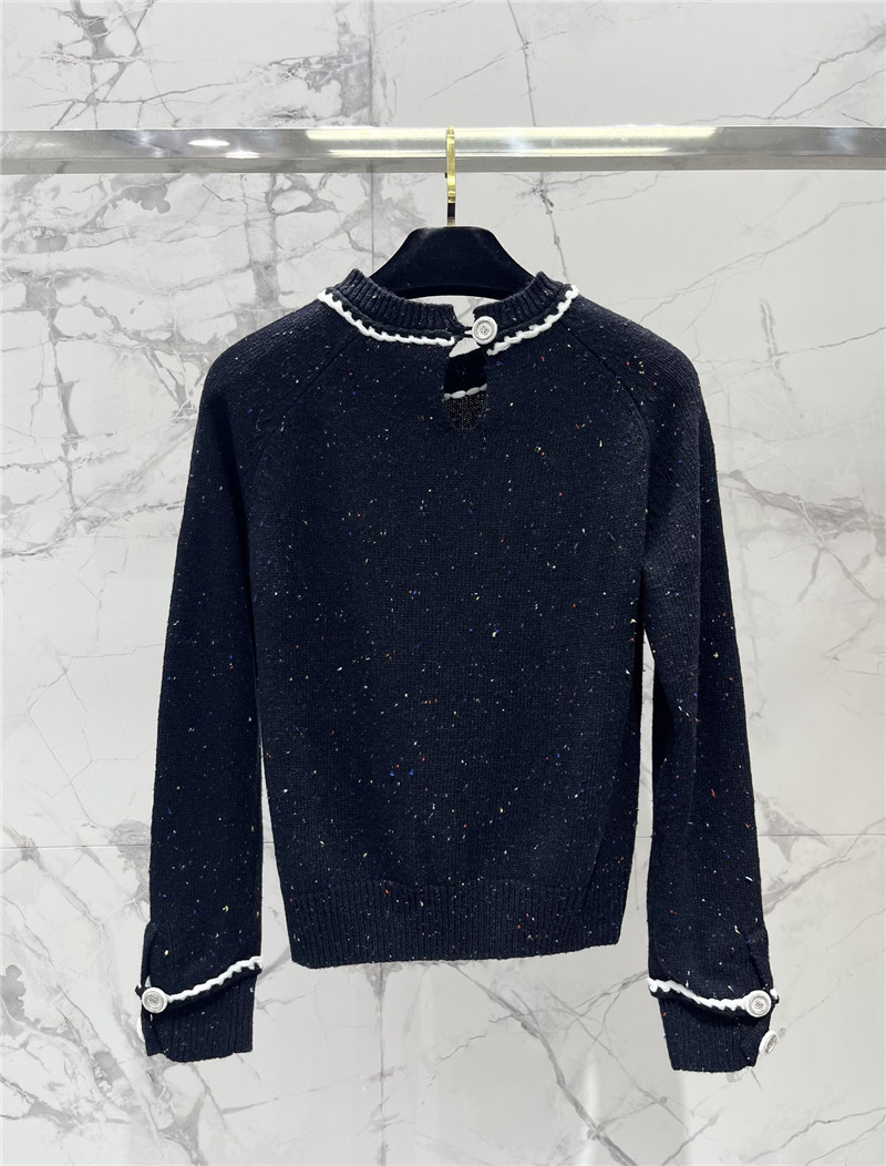 Ch**el white trim wool sweater black